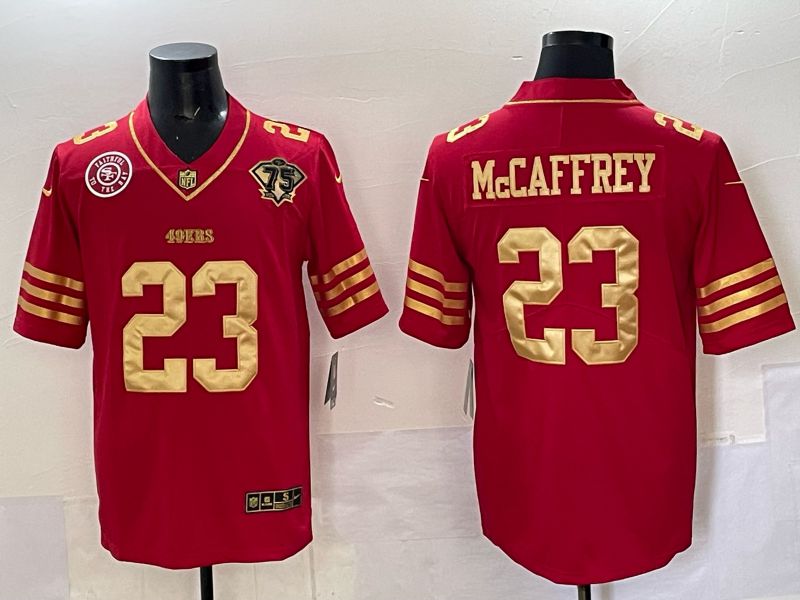 Men San Francisco 49ers #23 Mccafrey Red 75th Nike Limited NFL 2025 Jersey style 06->san francisco 49ers->NFL Jersey